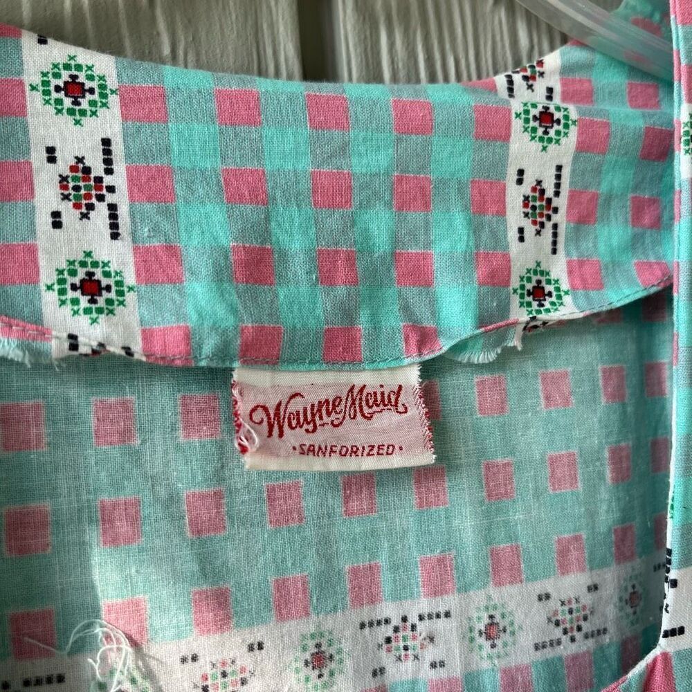 True Vintage Wayne Maid 1950s Gingham Shirtwaist Dress – Pink & Turquoise, M/L - Picture 4 of 14